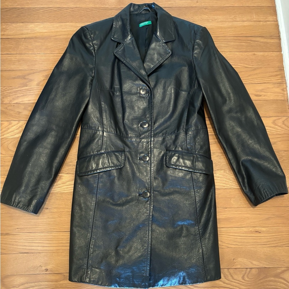Vintage United Colors Of Benetton Black Leather Jacket